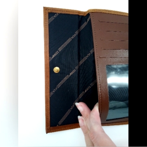 Vintage Amity Cowhide Leather Men's Trifold Wallet Billfold Brown 4 Snaps - Picture 8 of 16